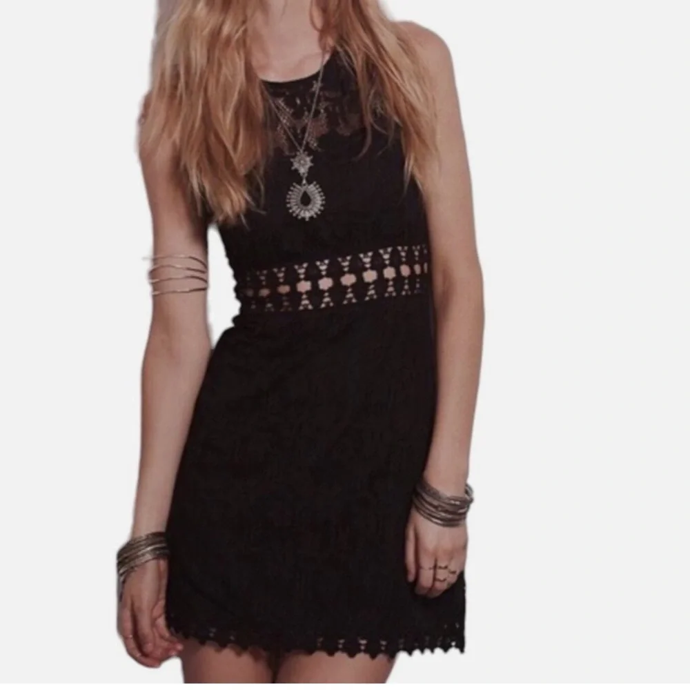 Free People‎ Lace Illusion Neck Mini Dress